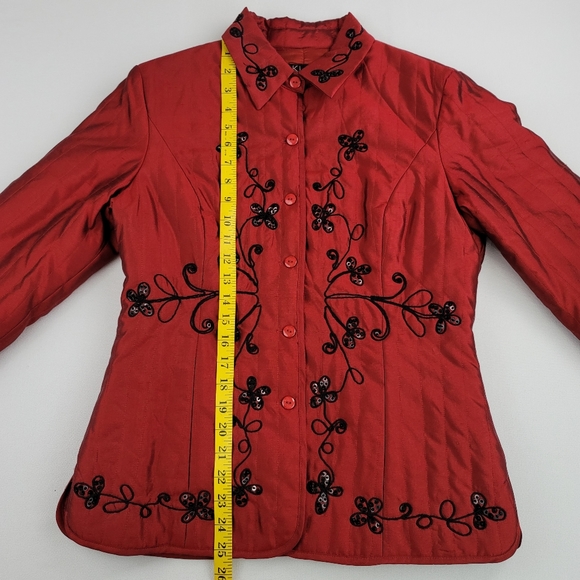 Silkland Silk Embellished Womens Quilted Jacket Coat Sz Medium - Picture 6 of 16